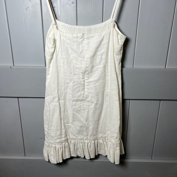 Impeccable Pig Linen Blend Cream Spaghetti Strap Dress with Ruffle Hem SIze M - Picture 5 of 8
